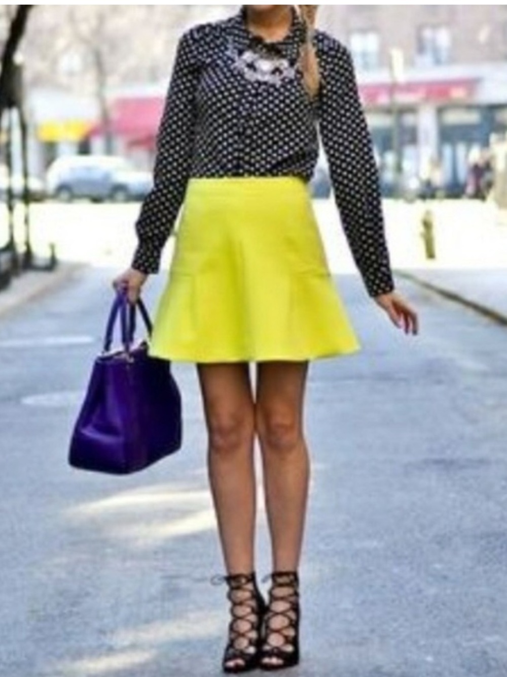 J. Crew Factory Neon Yellow-Green Chartreuse Skater Skirt 4